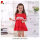 girls big ruffles red viscose lace backless dress